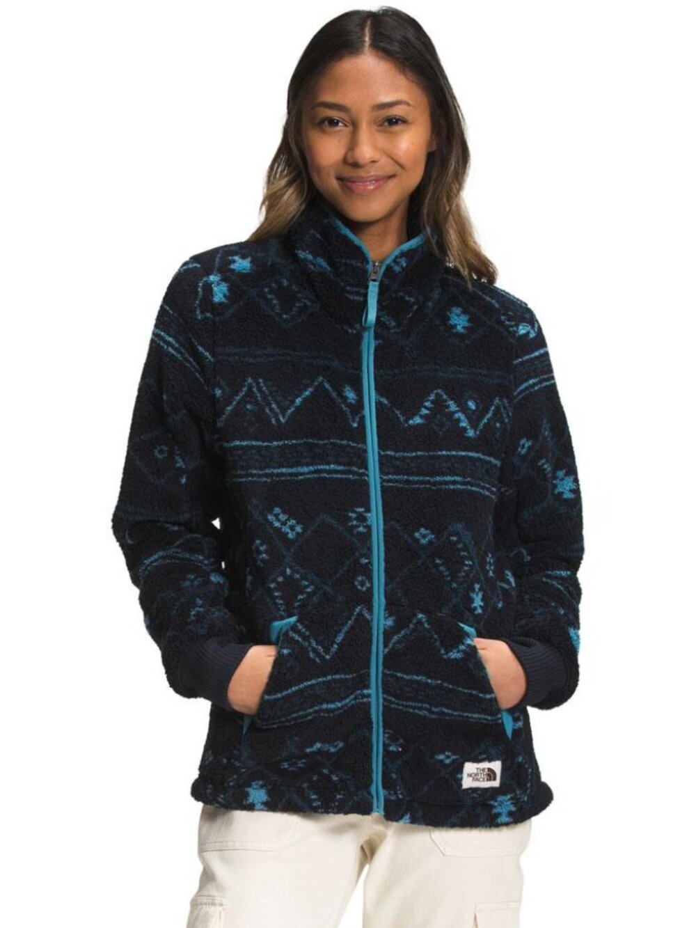 NWT The North Face Women's Printed Campshire Full-Zip Jacket in Navy Size Small